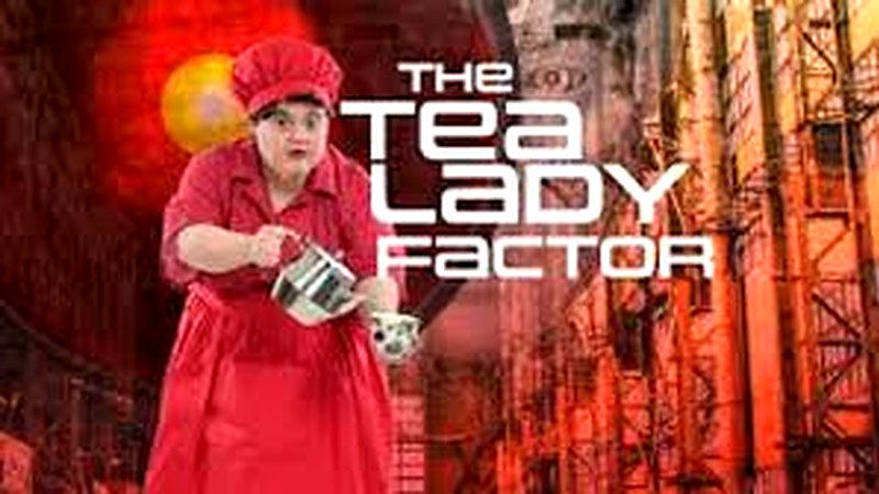 The Tea Lady Factor production artwork — a dystopian robot factory scene